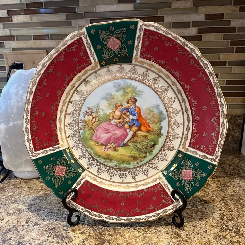 Vintage Hutschenreuther Hohenberg Bavaria porcelain platter w/ a courting couple